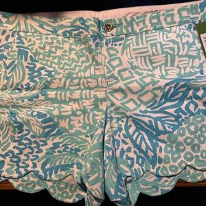 Women's Blue Patterned Shorts